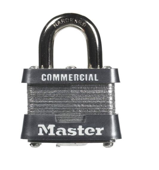 Master Lock 1-5/16 in. H x 1-5/8 in. W x 1-9/16 in. L Laminated Steel 4-Pin Cylinder Padlock 1 pk (Pack of 6)