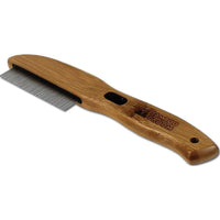 Bamboo Groom Rotating Flea Comb with 77 Stainless Steel Pins & Wooden Handle