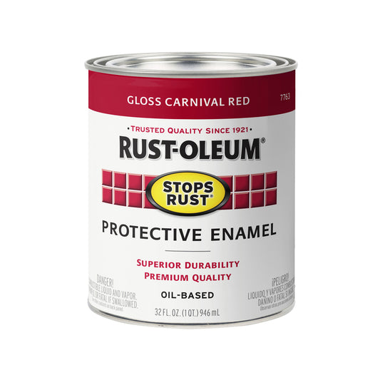 Rust-Oleum Stops Rust Indoor and Outdoor Gloss Carnival Red Oil-Based Protective Paint 1 qt