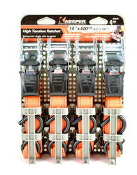 Keeper 1 in. W X 14 ft. L Orange Tie Down w/Ratchet 400 lb 4 pk