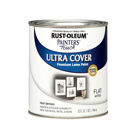 Rust-Oleum Painters Touch Ultra Cover Flat White Paint Indoor and Outdoor 250 g/L 1 qt.