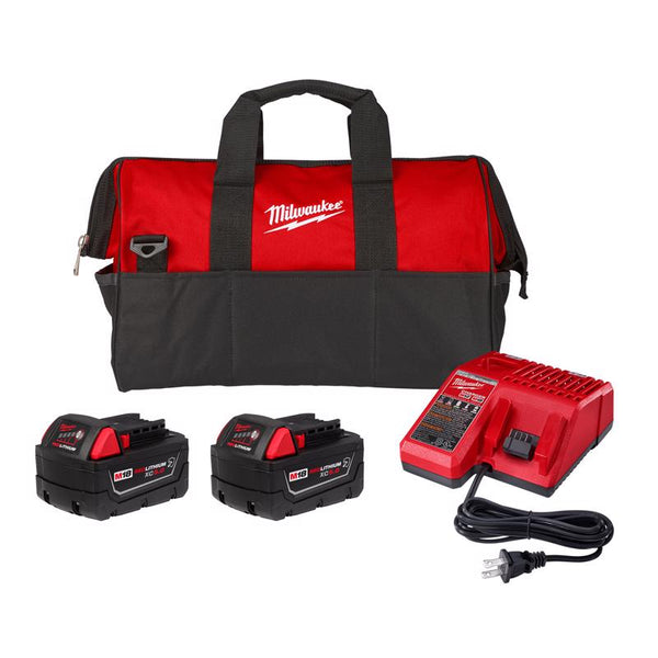 Kit de inicio de batería y cargador de iones de litio Milwaukee 18 M18 de 4 piezas