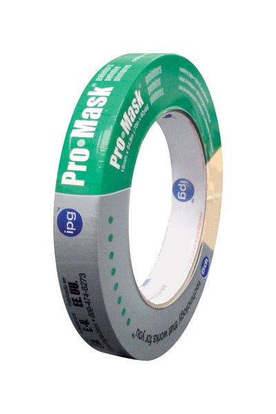 Cinta adhesiva de enmascarar de resistencia media natural IPG Pro-Mask para pintores, 0,70 pulg. de ancho x 60 yd. de largo, paquete de 1
