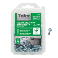 Teks No. 8  x 1/2 in. L Hex Washer Head Zinc-Plated Steel Sheet Metal Screws 280 pk