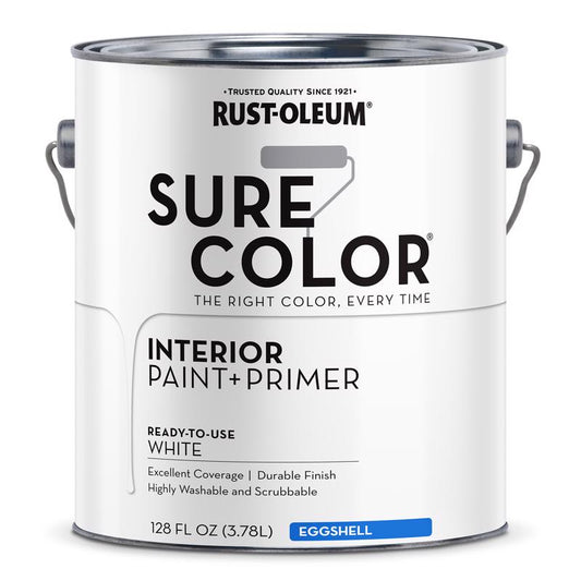Rust-Oleum Sure Color Eggshell White Water-Based Paint + Primer Interior 1 gal (Pack of 2)
