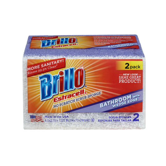 Brillo Estracell Non-Scratch Scrubber Sponge For Bath/Toilet 4.5 in. L 2 pc