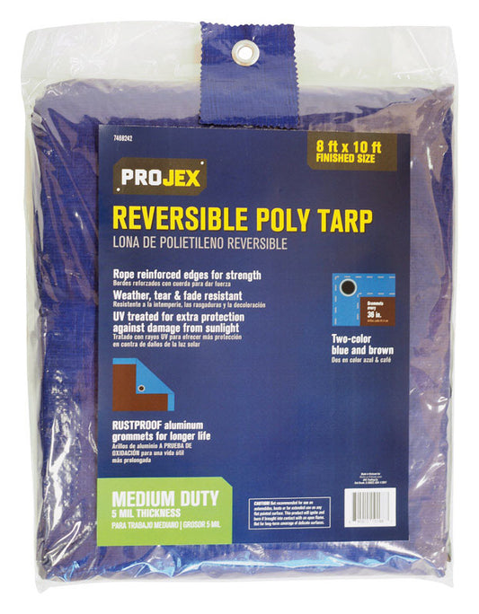 Projex 10 ft. W X 8 ft. L Medium Duty Polyethylene Reversible Tarp Blue/Brown (Pack of 5).