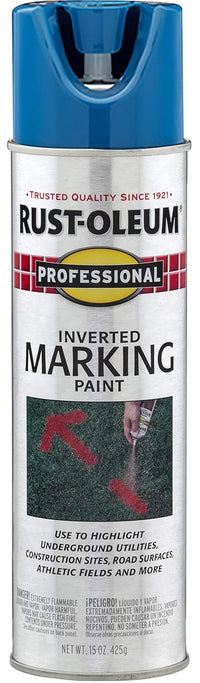 Rust-Oleum Professional Caution Blue Inverted Marking Paint 15 oz (Pack of 6).