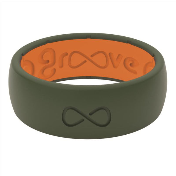Groove Life Men's Edge Round Green/Orange Ring Silicone Water Resistant Size 11