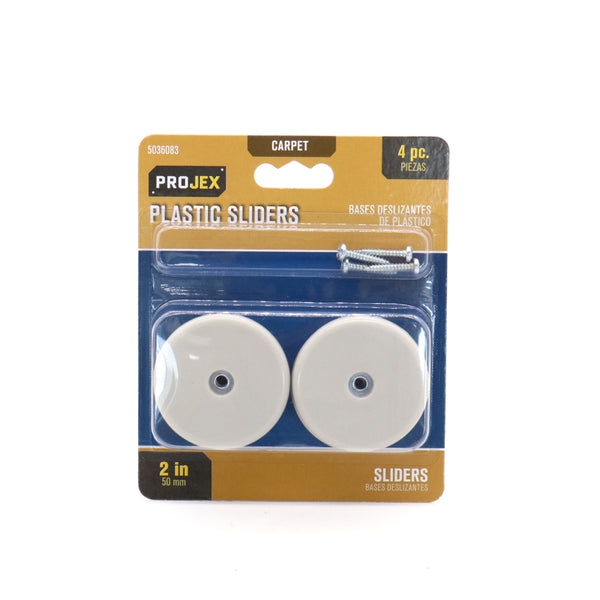 Deslizadores para sillas de plástico para clavar Projex de 1-3/16 in, color blanco, paquete de 4