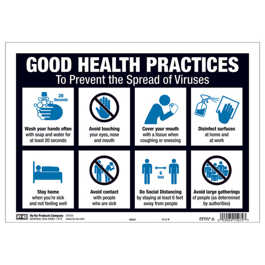 Hy-Ko English Black Health Safety Sign 8.5 in. H x 12 in. W (Pack of 10)