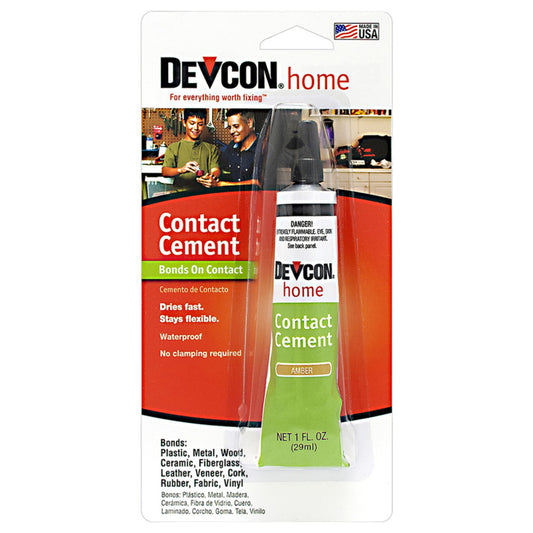 Devon High-Strength Amber Contact Cement 1 oz. for Bonds Plastic/Metal/Wood and More