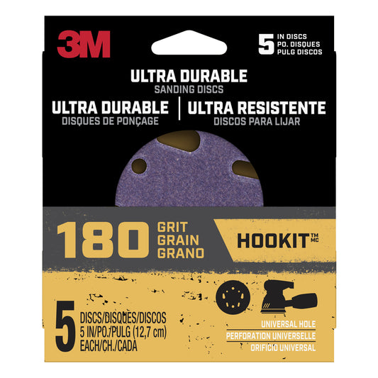 3M Hookit 5 in. Ceramic Hook and Loop Ultra Durable Sanding Disc 180 Grit Extra Fine 5 pk