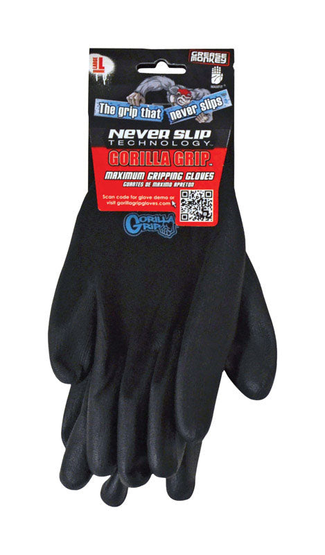 Grease Monkey Grip Gloves Black L 1 pair (Pack of 6)