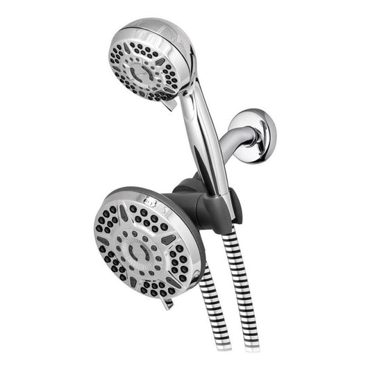 Waterpik Chrome 6-Settings 1.8 GPM 2-in-1 Dual Shower Head Combo 1/2 in. Connection