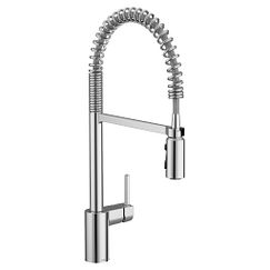 chrome one-handle pre-rinse spring pulldown kitchen faucet