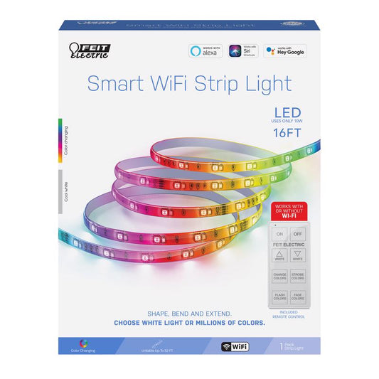 Feit Smart Home 16 ft. L Color Changing Plug-In LED Smart Light Strip 1 pk