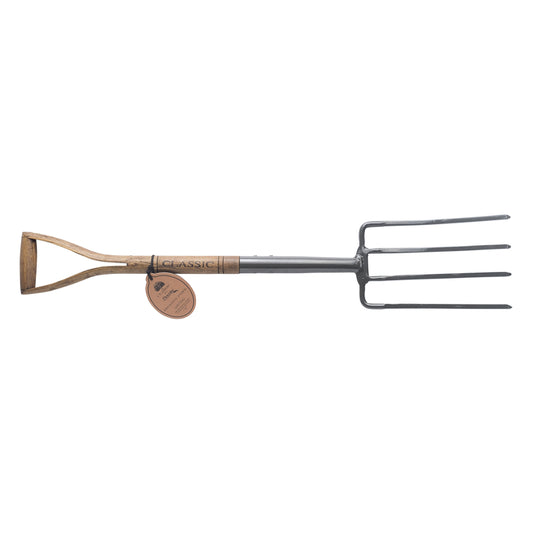 Flexrake Classic 4 Tine Forged Steel Spading Fork 40 in. Wood Handle