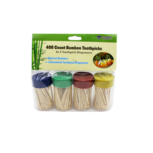 JMK Bamboo Toothpicks with Containers (Pack of 24)