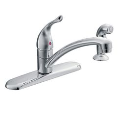 Chrome one-handle low arc kitchen faucet