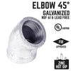 BK Products 1/2 in. FPT x 1/2 in. Dia. FPT Galvanized Malleable Iron Elbow (Pack of 5)