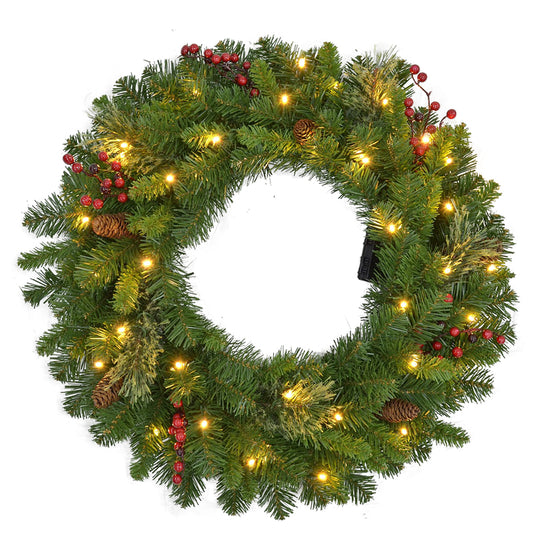 Celebrations Home 26 in. D LED Prelit Decorated Mixed Cedar Pine Wreath (Pack of 4)
