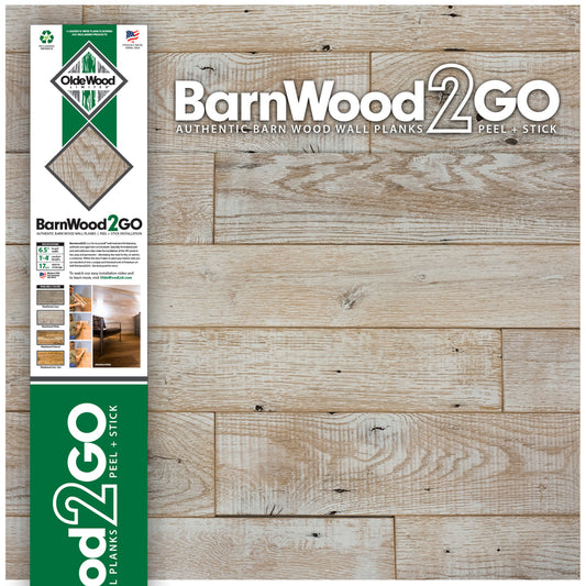 OldeWood Limited BarnWood2GO 5/16 in. H X 5-1/2 in. W X from 12 in to 48 in. L Weathered White Wood Wall Plank