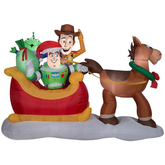 Gemmy LED White Toy Story on a Sleigh 8 ft. Inflatable