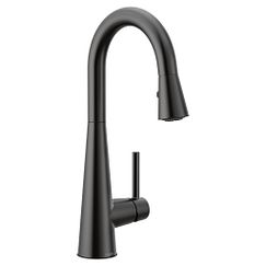 Matte black one-handle high arc pulldown bar faucet