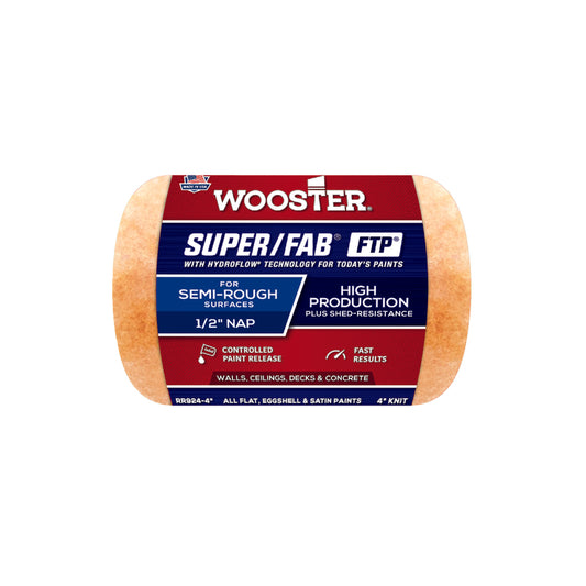 Wooster Super/Fab FTP Fabric 4 in. W X 1/2 in. Trim Paint Roller Cover 1 pk