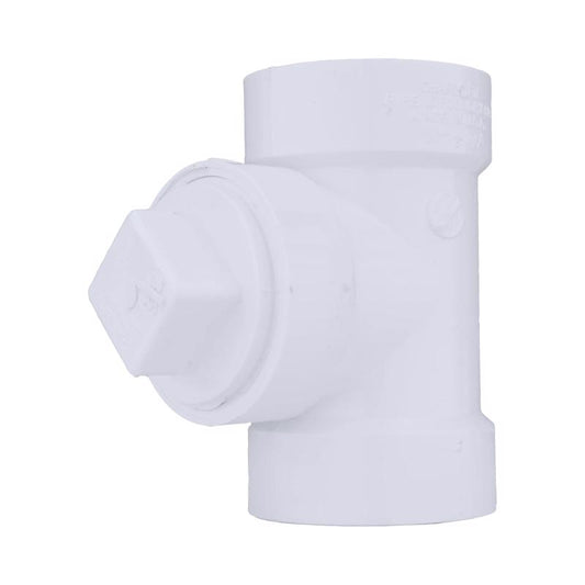 Charlotte Pipe Schedule 40 1-1/2 in. Hub X 1-1/2 in. D Hub PVC Cleanout Tee with Plug 1 pk