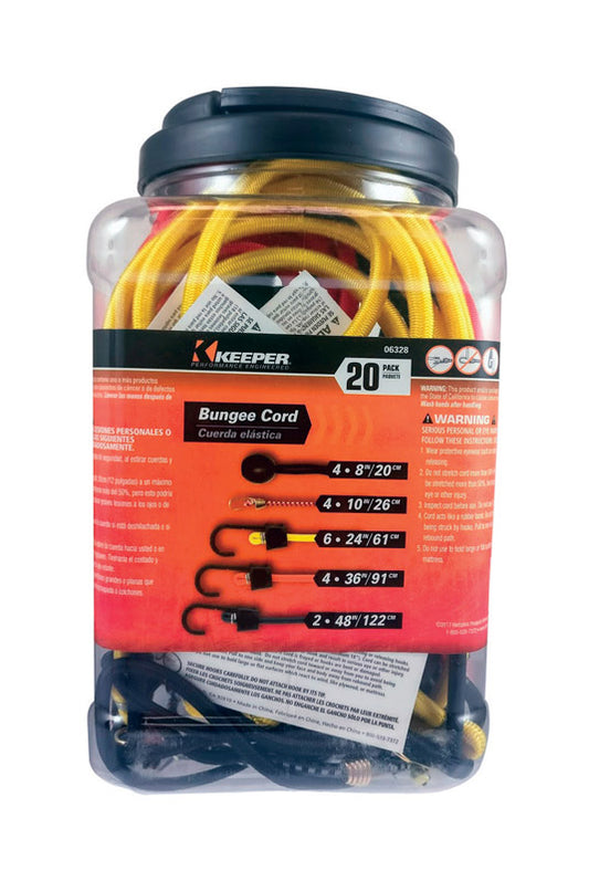 Keeper Assorted Bungee Cord Set 0.315 in. L x 0.315 in. 20 pk