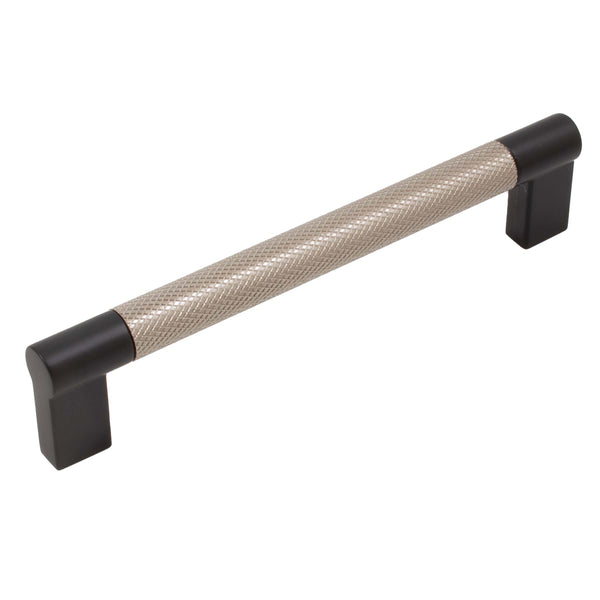 Urban Cabinet Pull, 128 Millimeters, Satin Nickel with Matte Black Ends by Stone Harbor Hardware
