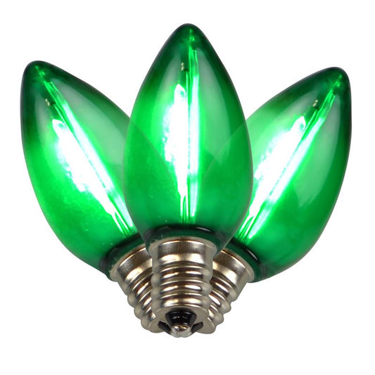 Holiday Bright Lights LED C7 Green 25 ct Replacement Christmas Light Bulbs