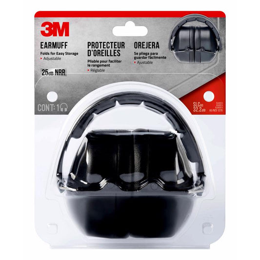 3M 25 dB Soft Foam Folding Earmuffs Black 1 pair (Pack of 5)