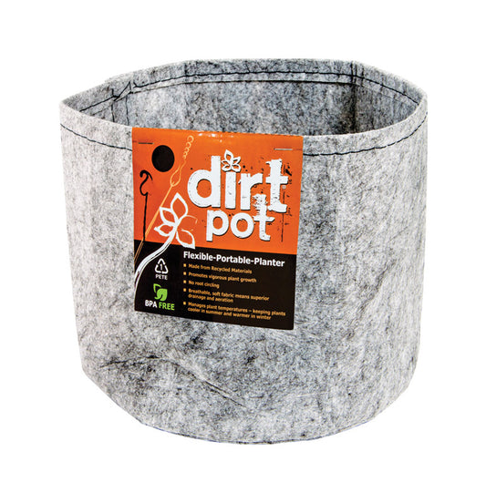 Hydrofarm Dirt Pot 8-1/2 in. H X 10 in. D Fabric Planter Gray