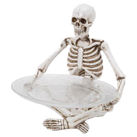 Gerson 11 in. Halloween Skeleton with Glass Plate Halloween Decor (Pack of 4)