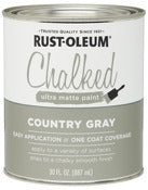 Rust-Oleum Indoor Water-Based Smooth Matt Finish Country Gray Chalk Paint 30 oz. (Pack of 2)