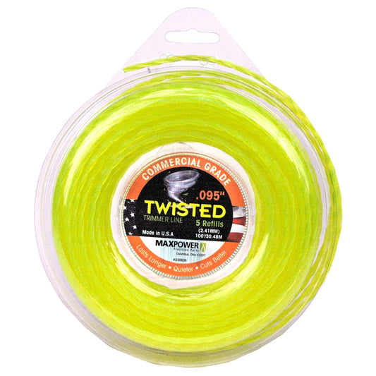 MaxPower Optic Yellow Commercial Grade Premium Twisted Trimmer Line 0.095 Dia. in.x100 L ft.