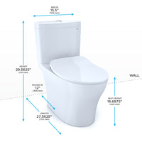 TOTO Aquia IV Two-Piece Elongated Dual Flush 1.28 and 0.9 GPF Toilet with CEFIONTECT and SoftClose Seat, WASHLET+ Ready, Cotton White - MS446234CEMFGN#01