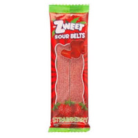 Zweet Sour Strawberry Belts Licorice Candy 0.7 oz (Pack of 24)