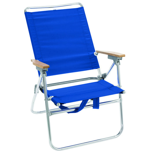 Rio Brands Hiboy Silver Frame Blue Seat 5-Position Beach Chair 250 lbs. Load Capacity (Pack of 4)