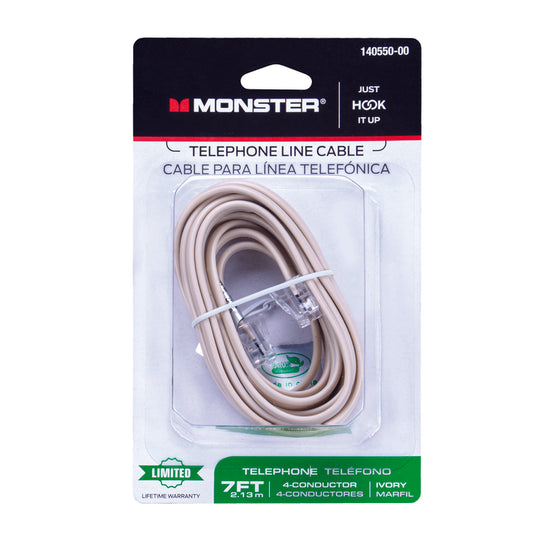 Monster Cable Just Hook It Up 7 ft. L Ivory Modular Telephone Line Cable (Pack of 6)