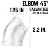 BK Products 3/4 in. FPT x 3/4 in. Dia. FPT Galvanized Malleable Iron Elbow (Pack of 5)