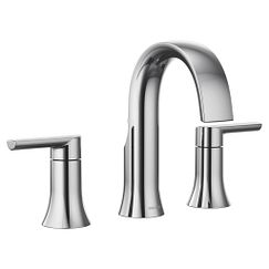 Chrome two-handle high arc bathroom faucet