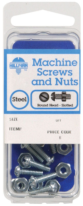 Hillman No. 10-24 x 2 in. L Slotted Round Head Zinc-Plated Steel Machine Screws 5 pk (Pack of 10)
