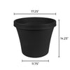 Bloem Terra 14.2 in. H X 16 in. D Plastic Planter Black