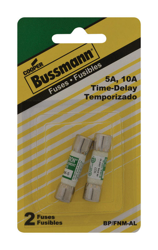 Bussmann 5, 10 amps Time Delay Cartridge Fuse 2 pk (Pack of 2)