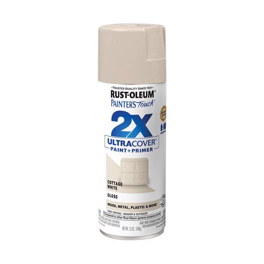 Rust-Oleum Painter's Touch 2X Ultra Cover Gloss Cottage White Spray Paint 12 oz. (Pack of 6)