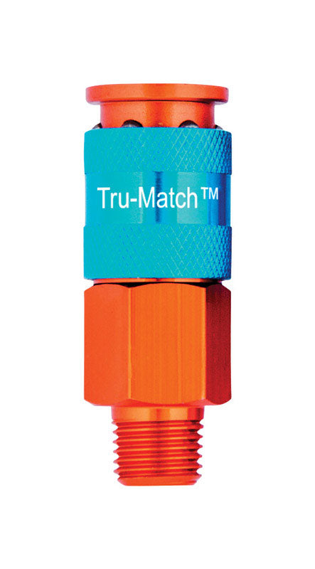 Tru-Flate Tru-Match Aluminum T-Style Coupler 1/4 in. Male 1 pc. (Pack of 10)